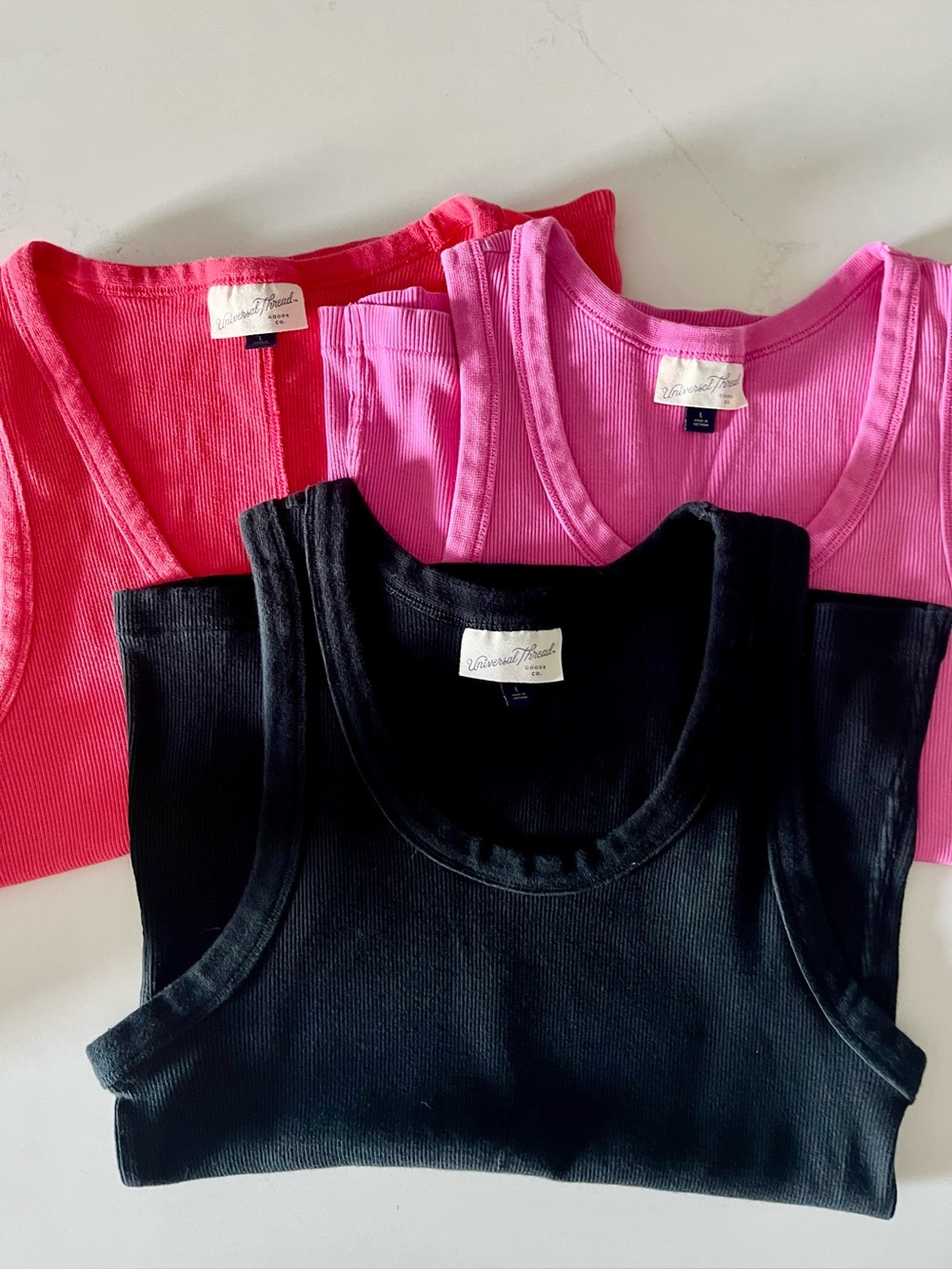 Universal Thread x Target Lot of 3 Cotton Ribbed Scoop Neck Tank Tops Basics